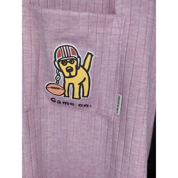 Life Is Good SS Tee Pants Shorts 3 Piece Pajama Set Game On Women's Large NWT - Picture 5 of 14